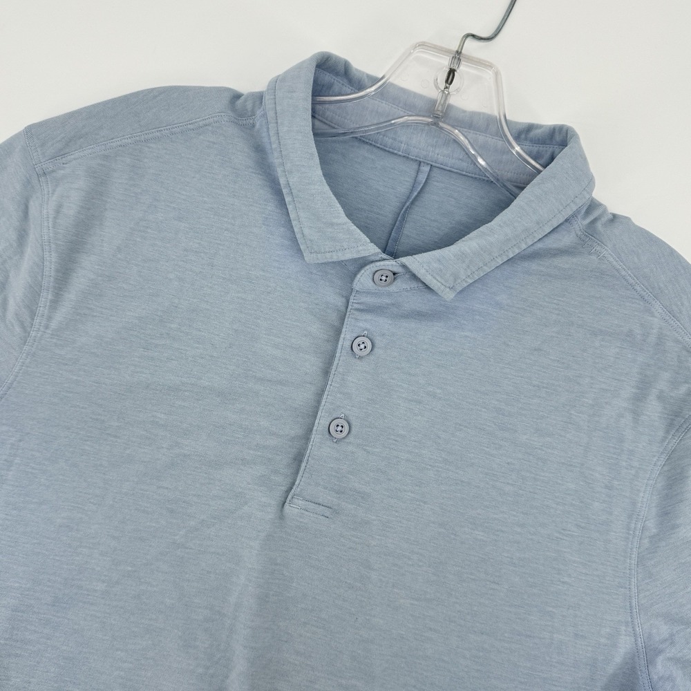 Lululemon Evolution Polo Shirt Mens River Blue Silverescent Performance Golfcore